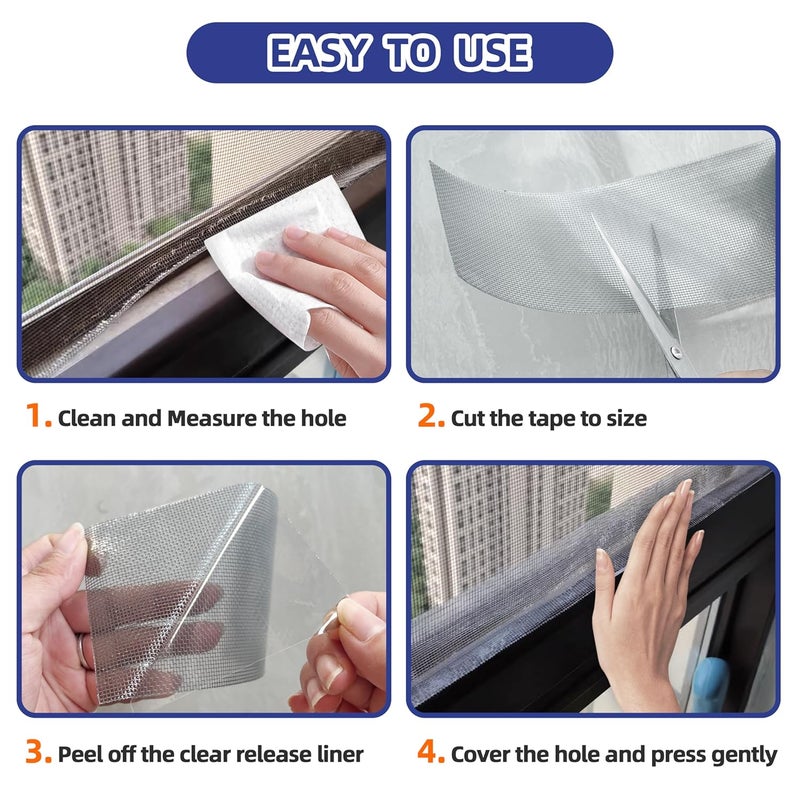 KING MOUNTAIN Grey Window Screen Repair Tape,3inX10FT Heavy Duty Screen Repair Kit for Window Screen and Screen Door,Strong Adhesive & Waterproof Window Screen Patch - Image 5